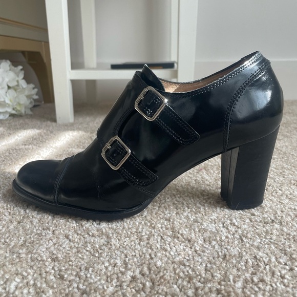 Vintage Hobbs 2-Buckle Black Leather Heels - Women’s EU 40 - Picture 6 of 9